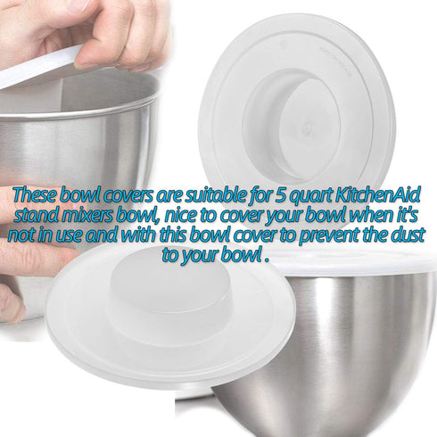 Upgrade KitchenAid Mixers Bowl Covers, Fits 5-6 Quart Stainless Steel Bowl Lift Models KV25G KP26M1X (2 Pack)
