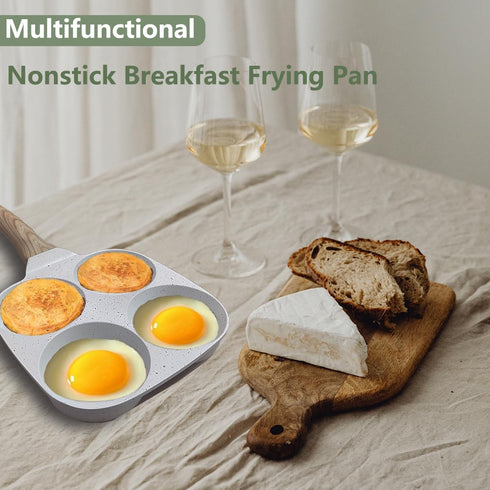 Four Egg Non Stick Frying Pan, Mini Egg Cooker Pan for Breakfast, Suitable for Gas Stove Induction Cookware