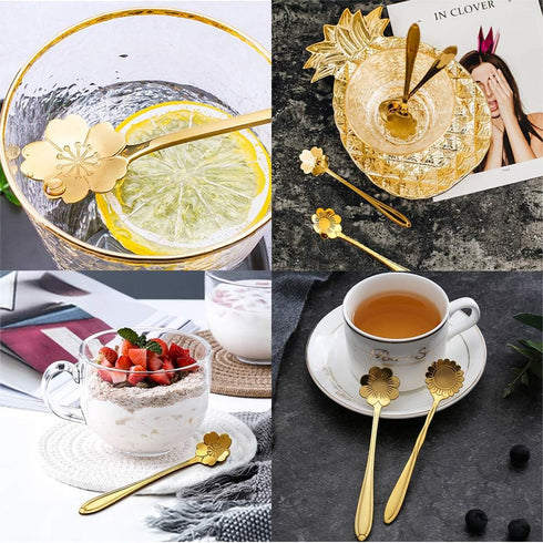 LEIHEFA 8 Pcs Stainless Steel Flower Coffee Spoon Set, Creative Tea Spoon, Ice Tea Spoon for Dessert, Cake, Sugar