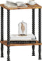 Side Table, 2-Tier Wood End Table, Vintage Bedside Nightstand with Open Storage