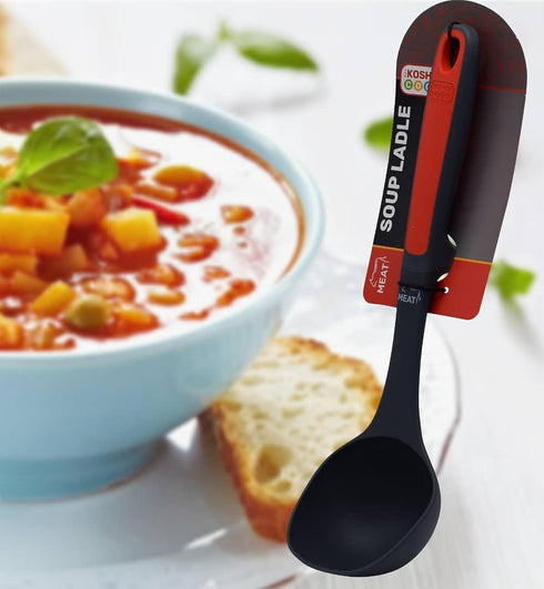 Meat Red Soup Ladle, Non-Stick Silicone Serving Spoon for Hot and Cold Foods, Color Coded Kitchen Accessory