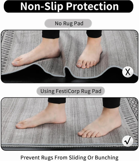 FestiCorp Non Slip Rug Pads 2x3 Ft, Anti-Skid Carpet Rug Mats for Under Rugs on Hard Surface Floors