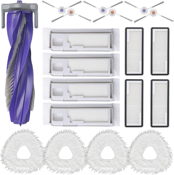 Narwal Freo X Ultra Robot Vacuum Cleaner Replacement Parts Kit, 1 Main Roller Brush, 4 Hepa Filters, 4 Mop Pads, 4 Dust