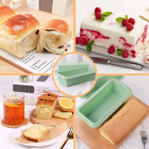 Silicone Bread Loaf Pans (2 Pack), Nonstick Baking Mold for Homemade Bread, 10.8x5.4x2.6 Inch