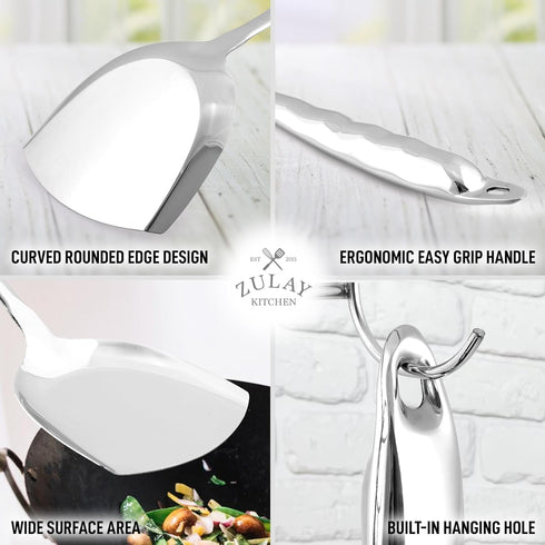 Zulay Kitchen Wok Spatula, Stainless Steel Metal Utensils for Cooking, 14.8” Wok Tools