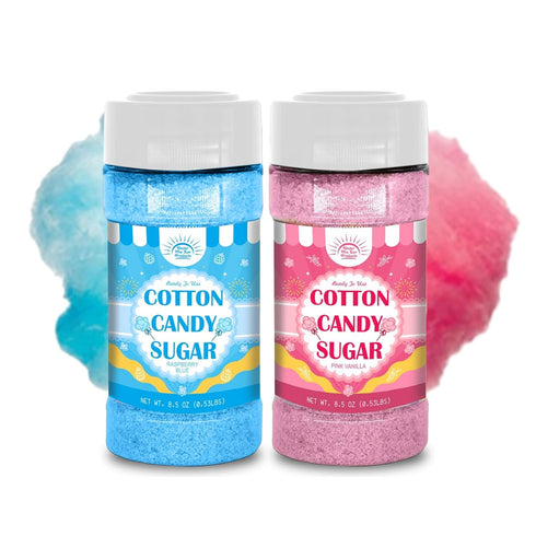 Under the Sun Products Cotton Candy Floss Sugar Package of ct-(Pink Vanilla, Blue Raspberry -8.5oz Each