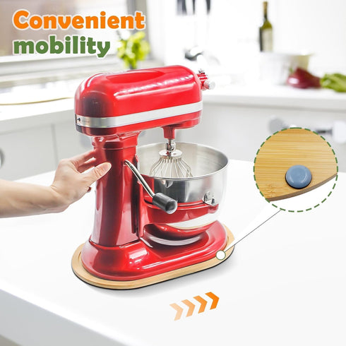 Bamboo Mixer Slider for Kitchen Aid 5-8 Qt Bowl Lift Stand Mixer, Countertop Storage Tray for Moving
