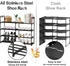 DYJIEKAI 2 4 16-20 Closet, Rows Tier Shoe Rack, Black Metal Stackable Shoe Shelf with Multifunctional Hooks, Hold