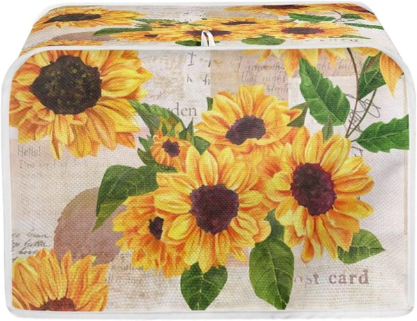 Sunflowers Print Kitchen Appliance Cover, 3 Slice Toaster Flower Small Appliance Parts, Stain Resistant Coffee Maker
