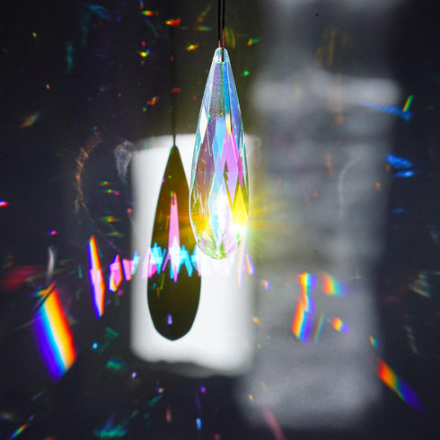 120mm H&D HYALINE & DORA Hanging Window Crystal Teardrop Prism, Suncatcher Crystal Light Catcher, Glass Hanging