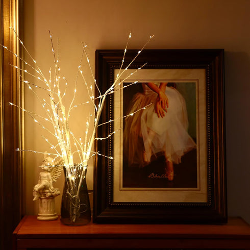 Lighted Birch Branches Pack of 3, 34IN 180 LED White Lighted Twig for Decoration, Timer Included