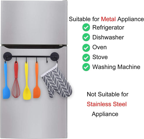 6 Hooks Magnetic Utensil Holder Rack, Organizer for Refrigerator, Metal Cabinet, Metal Stove, Grill, BBQ