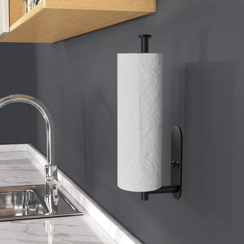 HUFEEOH Adhesive Paper Towel Holder, Under Cabinet Wall Mount for Kitchen Towel, Stainless Steel Rack