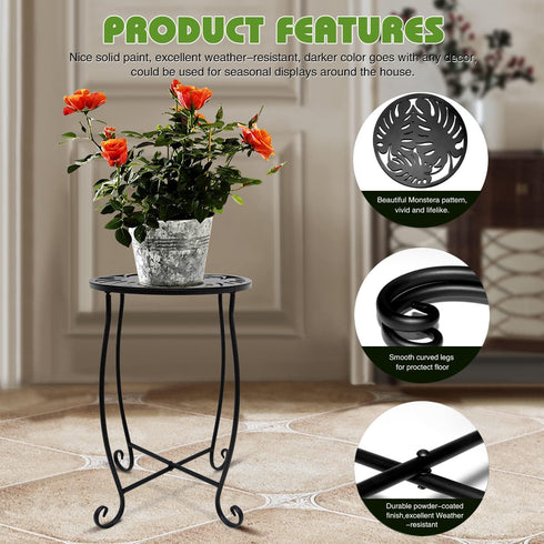 Fashion&cool Outdoor Side Tables, Weather Resistant Metal Patio Side Table, Small Round Outdoor End Table Side Table