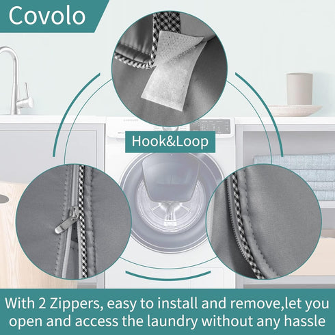 2-Pack Washer Dryer Cover, Waterproof Dustproof Cover for Front-Loading Machines, W27 D33 H39 inch (Gray)