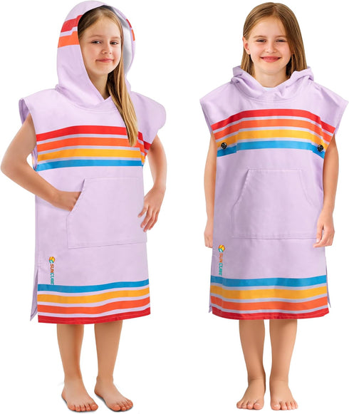 SUN CUBE Kids Towel Changing Swim Robe Surf Poncho, Quick Dry Microfiber
