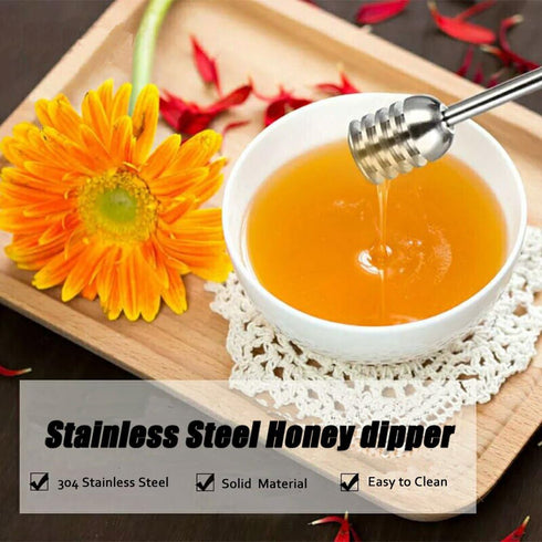 Honey and Syrup Dipper Stick Server, 304 Stainless Steel Wand for Honey Pot, 6.3 Inch