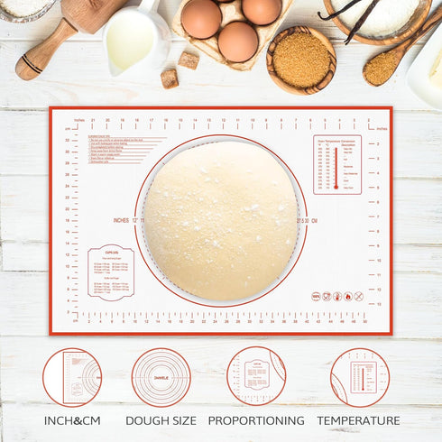 2 Pack Silicone Baking Mat, 24" x 16" Extra Thick Non Stick Pastry Sheet for Cookies, Bread Baking Supplies
