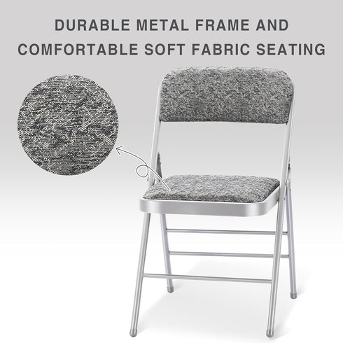 2 Pack Commercial (2, Folding Chairs with Fabric Padded Cushion and Back, Grade Metal Chairs with Comfortable Fabric