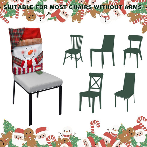 Set 6, (6, Sumgsn Christmas Chair Covers of Christmas Chair Decorations, Santa Snowman Chair Back Cover for Kitchen