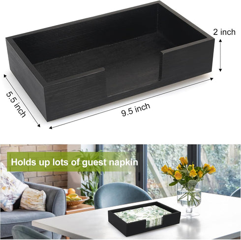Black Wooden Napkin Holder, Guest Towels Holder for Bathroom, Modern Kitchen Napkin Holder for Table Countertop Paper