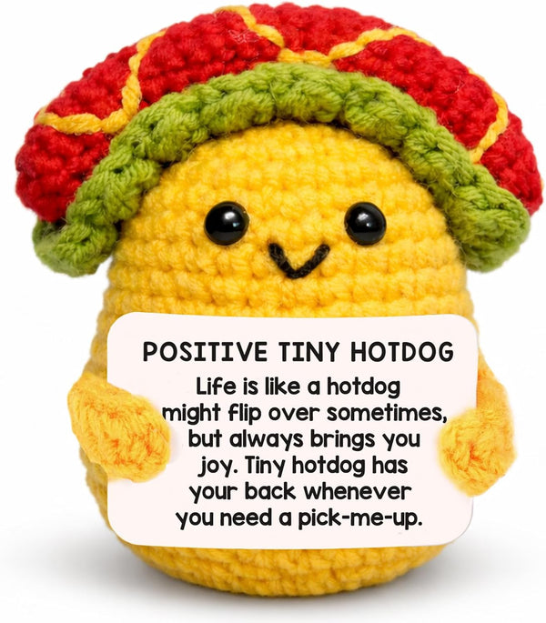 Positive Crochet Hotdog Taco Plush-Easter Basket Stuffers & Birthday Gifts for Women