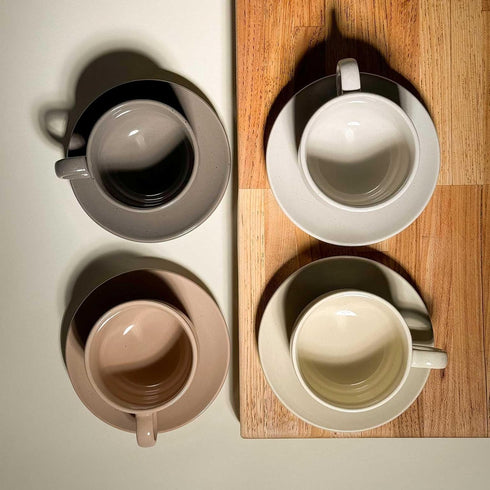 8oz Set 4 Mora Ceramics Cappuccino Mug of - Ceramic Coffee Cups with Saucers - Microwave and Dishwasher Safe, Perfect