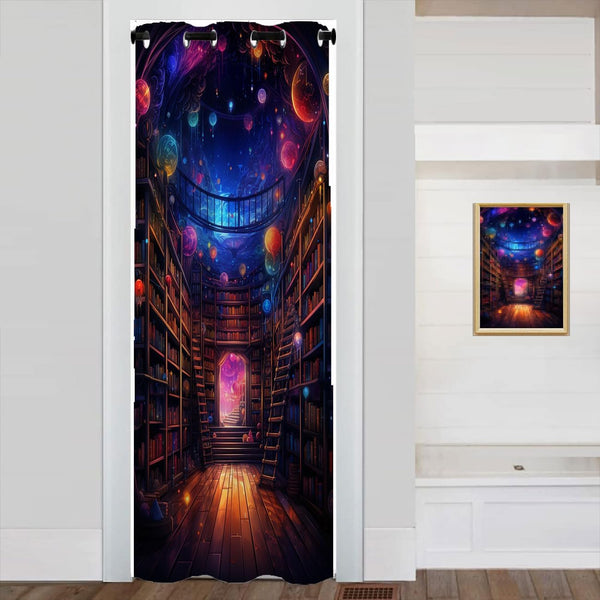 WUMINMIN Bookshelf Doorway Curtain, Colorful Fantasy Bookcase Library Shelves Decor Door Curtain for