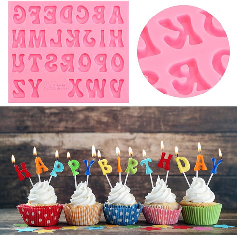 5 Pieces Small Letters Molds and Numbers Silicone Molds, 0-9 Numbers, Uppercase and Lowercase Alphabet Baking Molds