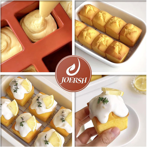 JOERSH Cube Cake Silicone Mold, 2" x 2" x 2" 3D Square Mousse Cake Baking Mold, 8-Cavity