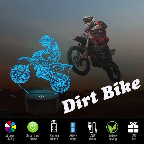 3D 16 4 FULLOSUN Dirt Bike Gifts, Motocross Night Light for Kids for Xmas Holiday Birthday Gifts for Kids Motorcycle