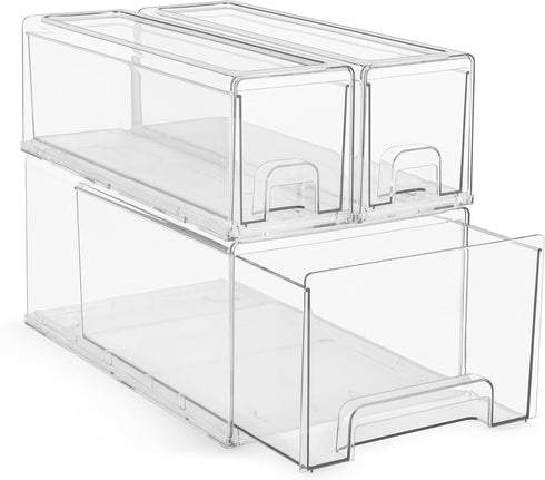 Sorbus Large Stackable Clear Storage Drawers with Handles, 3 Pack for Craft, Clothes, Medicine, Makeup, Toy Organizer