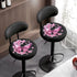 Peach Blossom Bar Stool Covers, Removable Washable Butterfly Print Round Cushion Covers for Dining Room Set of 2