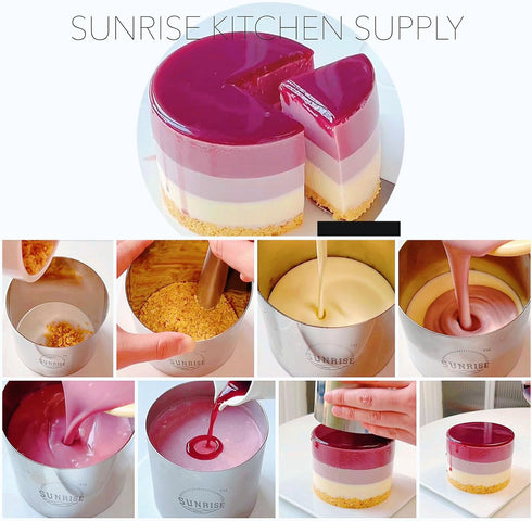 Sunrise Kitchen Supply Plating Forms, Stainless Steel Ring Mold Sets, 3" X 2.75" (2)
