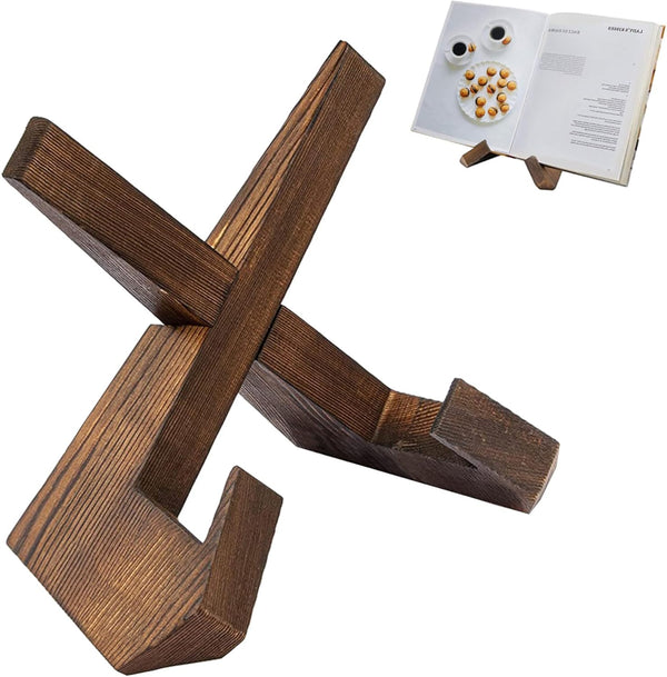 Cross Design Cookbook Stand: Beautiful Wooden Recipe Holder for Kitchen Decor
