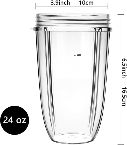 Replacement Cups for Nutribullet, 24oz Blender Cups Compatible with NutriBullet 600w and 900w Blender
