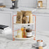 FSyueyun 2-Tier Corner Bathroom Counter Organizer, Tool-Less Installation Vanity Shelf, Small Plastics Makeup Tray