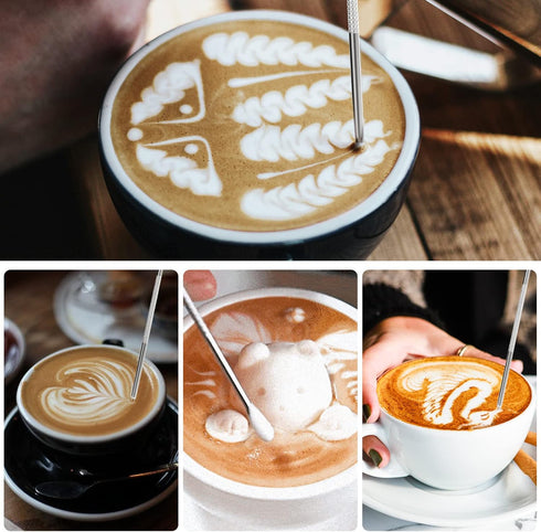 Milk Frothing Pitcher, 12oz Espresso Steaming Pitcher, Stainless Steel Milk Jug Cup with Decorating Pen