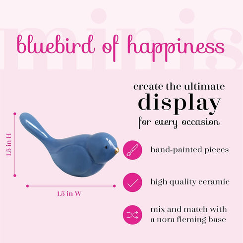Nora Fleming Bluebird of Happiness (Bluebird) A08, Hand-Painted Ceramic Holiday Décor, Spring Minis