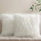 Phantoscope Pack of 2 Faux Fur Solid Throw Pillow Covers, Luxury Soft Decorative Cushion Covers, Cream White 18 x 18