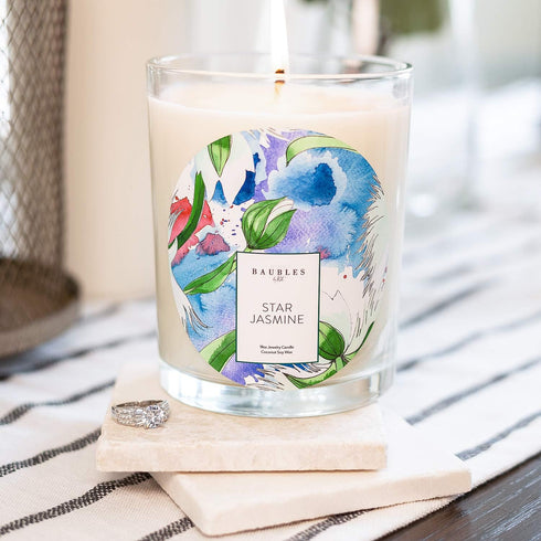 Baubles Star Jasmine Scented Premium Candle with Surprise Ring Inside | 18 oz Large Candle | Made in USA | Paraffin Free