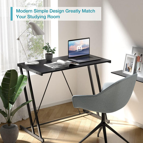 Mehoom Computer Desk: Modern Simple Design Study Desk for Home Office, Small Space, 35.4" Black Corner Desk