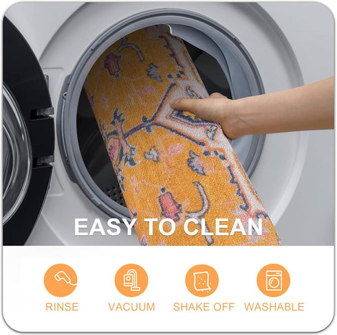 Collive Washable Indoor Door Mat 20" x 32", Non-Slip Retro Floor Mat for Quick Absorbent Entrance Rug, Kitchen Home