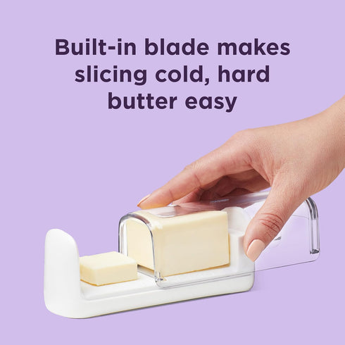 Chefn Slice'n Store Butter Dish with Built-In Slicer Lid Fits Long & Short Sticks, Measurement Marks Included Keeps
