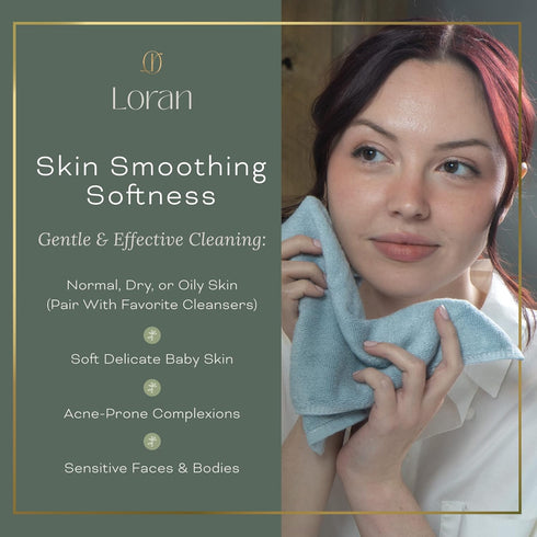 Set 6 10 10 100% Loran Sky Blue Washcloths of Soft Facial Cloths x Viscose Derived from Bamboo Spa-Like Feel Silky Face