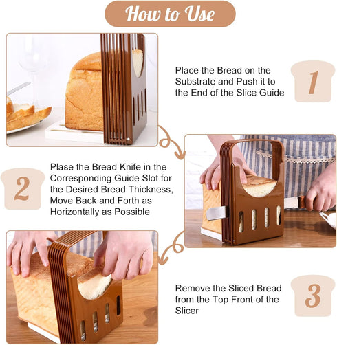 Bread Slicer Toast Cutter Kitchen Tools, Foldable Sandwich Slicing with 4 Thickness for Homemade Bread, 8.7 * 5.5 *