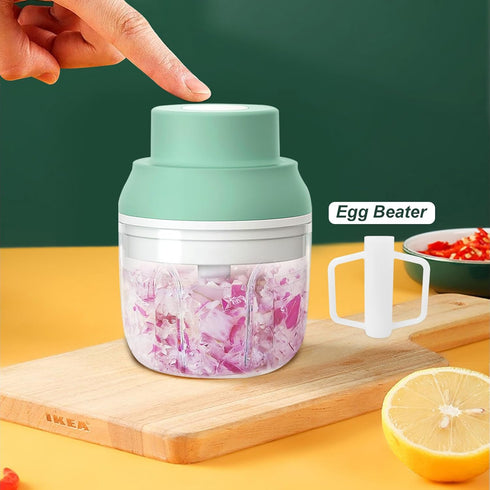 Electric Garlic Chopper 250ML, Mini 2 in 1 Food Chopper with Egg Beater, USB Portable for Veggies and Garlic