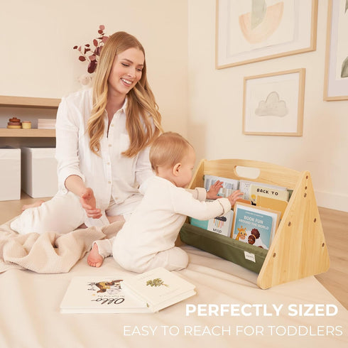 ZICOTO Decorative Wooden Bookshelf with Handle for Kids Rooms - Keeps Books Neatly Organized & Within Reach