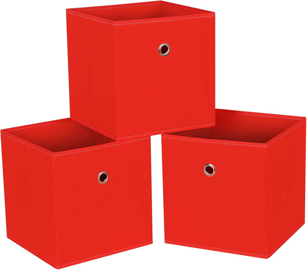 Foldable Storage Cubes Bins, 11 Inch Cloth Storage Cube Fabric Storage Box Organizer Baskets with Dual Handles, Set of