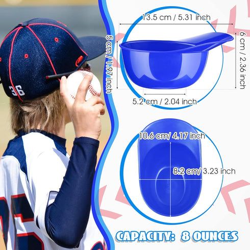 Baseball Helmet Ice Cream Snack Bowl, 8 oz Mini Baseball Cap Bowls for Kids Party (Dark Blue, 18 Pack)